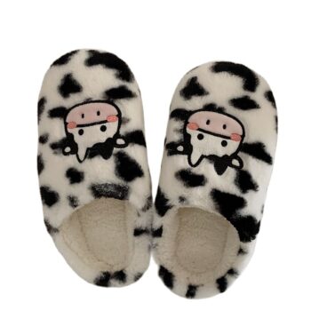 Chaussons en fourrure motif vache