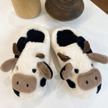 Chaussons d'hiver vache en peluche