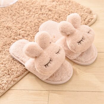 Chausson en fourrure en forme de lapin pour fille