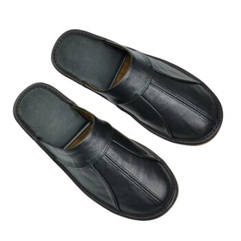 Chaussons d'intérieur en cuir de vache véritable pour homme