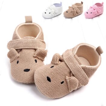 Chaussons tricotés animaux à scratch pour bébé