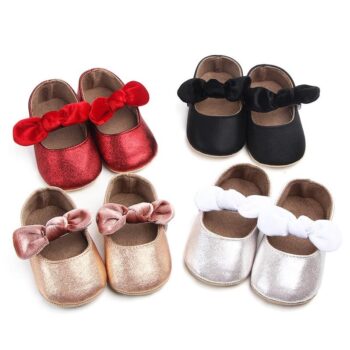 chausson ballerine bébé fille avec nœud papillon