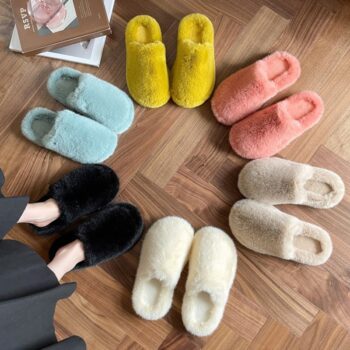 Chaussons pantoufles en fausse fourrure pour femmes