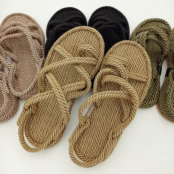 Sandales d'été en paille pour femmes, corde, maille, croisées. 37651 jme0m9