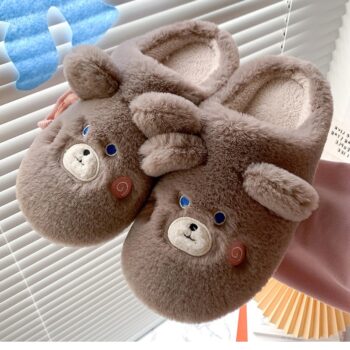 Chaussons en peluche ourson antidérapants