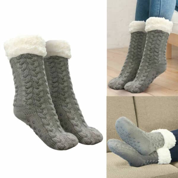 Offre Spéciale hiver : 2 paires de chaussettes molletonnées grises et vertes à carreaux 538 5f4cd5