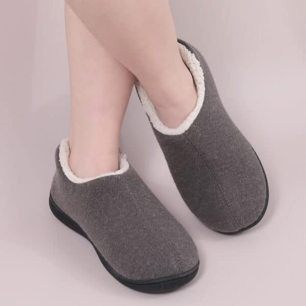 Pantoufles chaudes grises en coton pour femme 52982 0ud9d8