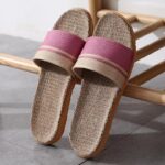 Pantoufles plates en lin, légères et décontractées pour femmes