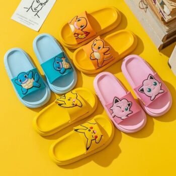Chaussons enfant de dessin animé à motif Pokemon de plusieurs couleurs