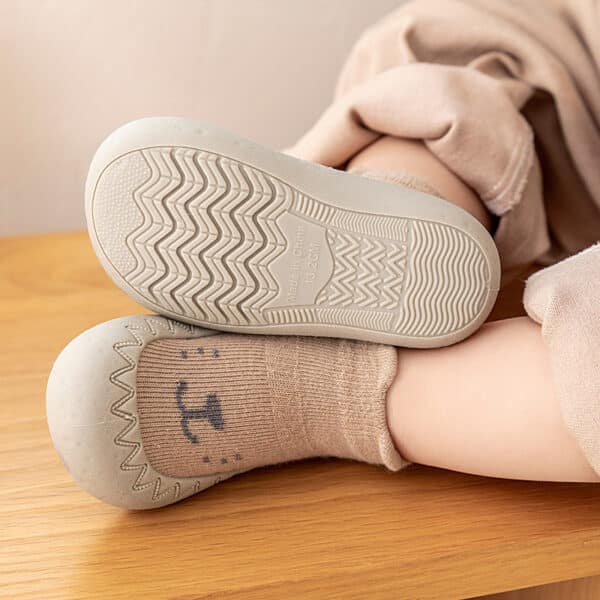 Chaussettes chaussons à semelle en caoutchouc souple pour bébé garçon et fille