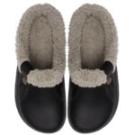 Pantoufle Hiver Chaude en Simili Cuir avec Peluche