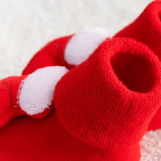 Chaussettes Chausson Garçon de Noël avec une Botte en Coton