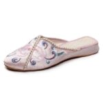 Chausson Chinois à Talon Bas Brodé de Fleurs