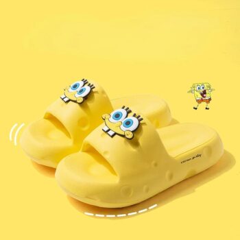 Chaussons Bob l'Éponge Ouverts et Souples sur fond jaune