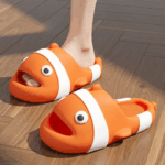 Chaussons Poisson Décontractés Oranges avec Rayures