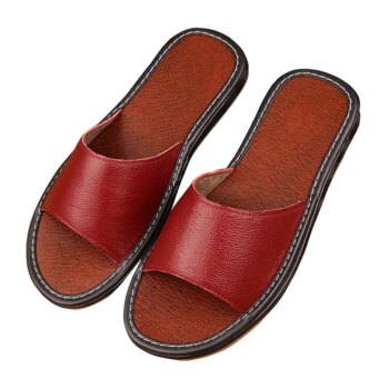 Chaussons ouverts en cuir véritable