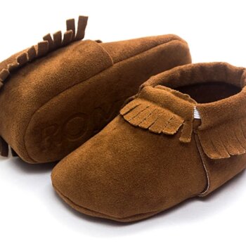 Chausson mocassins en daim à frange pour bébé