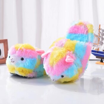 Chaussons pantoufles lama multicolore