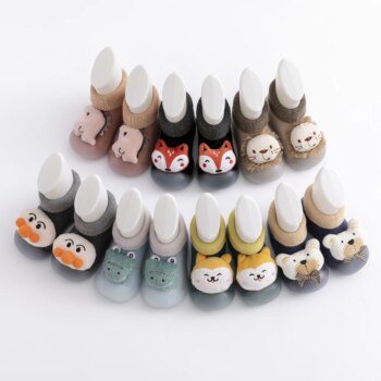 Chaussons chaussettes animaux avec semelle en caoutchouc pour bébé