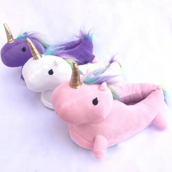 Chaussons licorne peluche pour femme